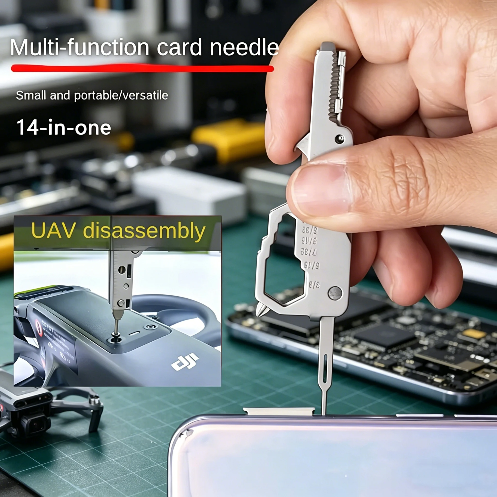 Tech Accessories Kit - Многофункциональный брелок-инструмент EDC - Выталкиватель SIM-карт,