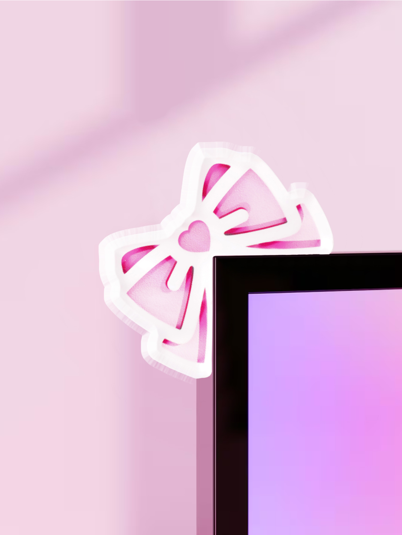 Tech Accessories Desk - Kawaii Bow Monitor Decor Розовый акриловый